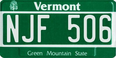 VT license plate NJF506