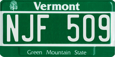 VT license plate NJF509