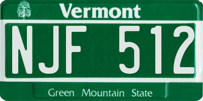 VT license plate NJF512
