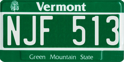 VT license plate NJF513