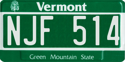 VT license plate NJF514