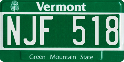 VT license plate NJF518