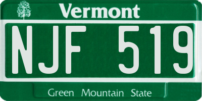 VT license plate NJF519