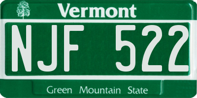 VT license plate NJF522