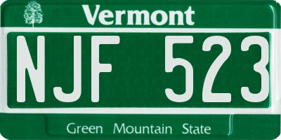 VT license plate NJF523