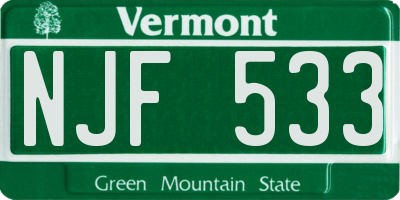 VT license plate NJF533