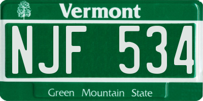 VT license plate NJF534