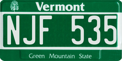 VT license plate NJF535