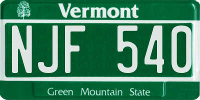 VT license plate NJF540