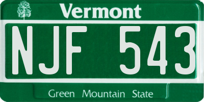 VT license plate NJF543