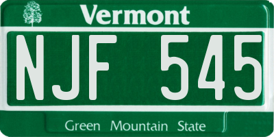 VT license plate NJF545