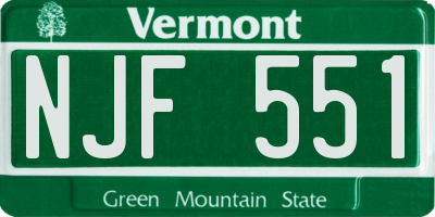 VT license plate NJF551