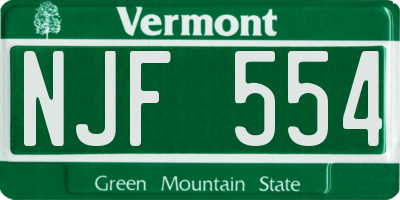 VT license plate NJF554