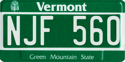 VT license plate NJF560