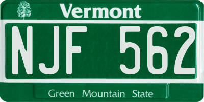 VT license plate NJF562