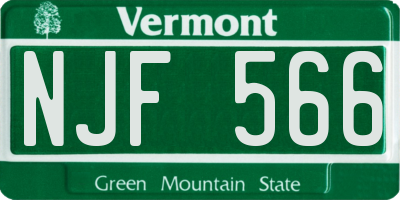 VT license plate NJF566