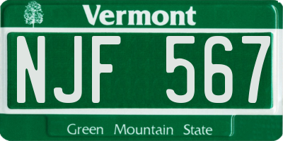 VT license plate NJF567