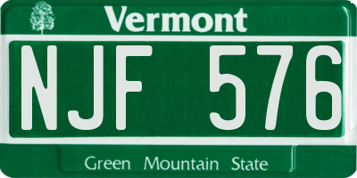 VT license plate NJF576