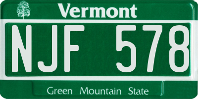 VT license plate NJF578