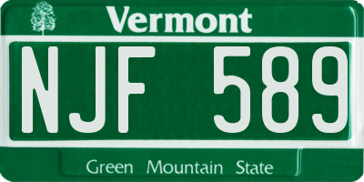 VT license plate NJF589
