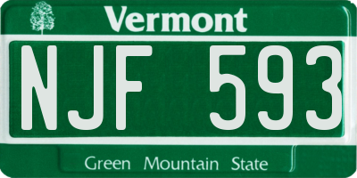 VT license plate NJF593