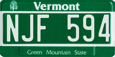 VT license plate NJF594