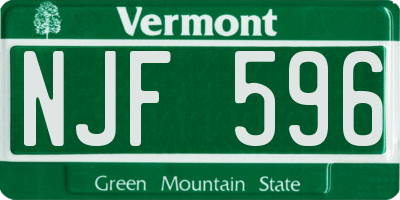 VT license plate NJF596