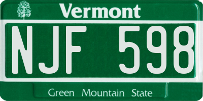 VT license plate NJF598