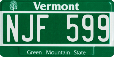 VT license plate NJF599