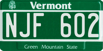 VT license plate NJF602