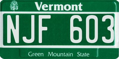 VT license plate NJF603