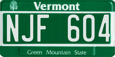 VT license plate NJF604