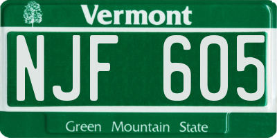 VT license plate NJF605
