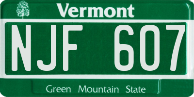 VT license plate NJF607