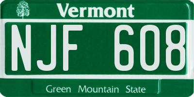 VT license plate NJF608