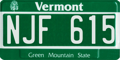 VT license plate NJF615