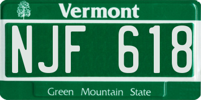 VT license plate NJF618