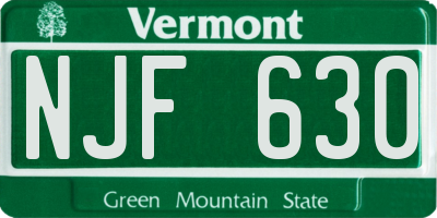 VT license plate NJF630