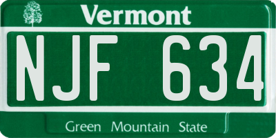 VT license plate NJF634