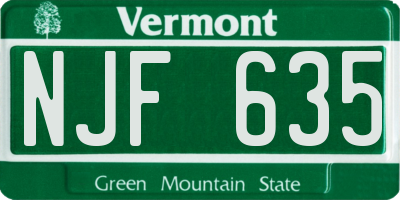 VT license plate NJF635