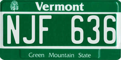 VT license plate NJF636