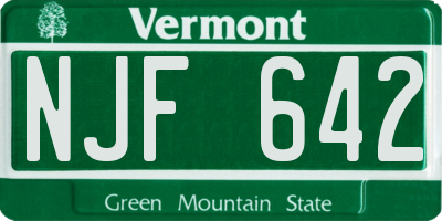 VT license plate NJF642