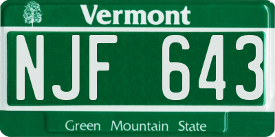 VT license plate NJF643