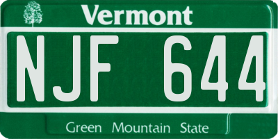 VT license plate NJF644