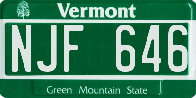 VT license plate NJF646
