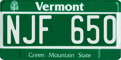 VT license plate NJF650