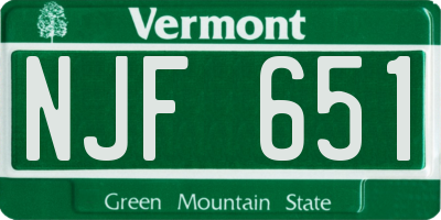 VT license plate NJF651