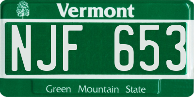 VT license plate NJF653