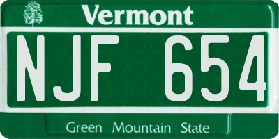 VT license plate NJF654