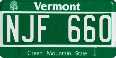 VT license plate NJF660